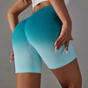 High Waist Gym Shorts Seamless Women Scrunch Butt Workout Shorts Breathable Cycling Yoga Shorts Fitness Push Up Gradient Shorts
