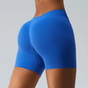 Seamless V Back Yoga Shorts Women Sportwear Fitness Tights Elastic Scrunch Gym Cycling Push Up Running Workout High Waist Shorts