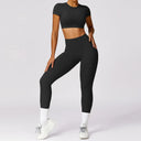 Sportswear Gym Clothing Fitness Short Sleeve Crop Top High Waist Leggings Sports Suits