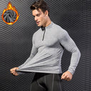 Lovmove Plus Velvet Zipper Base Long Sleeve Spandex Top for Men