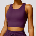 High Strength Sport Bra Women Rib-Knit Yoga Vest Round Neck Athletic