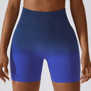 Seamless Yoga Shorts Gradient Color Shorts Women Fitness Elastic Scrunch Push Up Sports Running Workout High Waist Gym Shorts