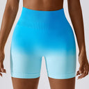 Seamless Yoga Shorts Gradient Color Shorts Women Fitness Elastic Scrunch Push Up Sports Running Workout High Waist Gym Shorts