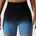 Seamless Yoga Shorts Gradient Color Shorts Women Fitness Elastic Scrunch Push Up Sports Running Workout High Waist Gym Shorts
